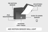 Outdoor PIR Motion Sensor Wall Lantern IP44 Waterproof Light